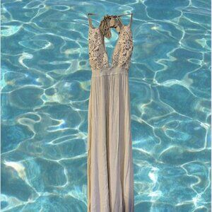 long, flowy beige dress, size medium